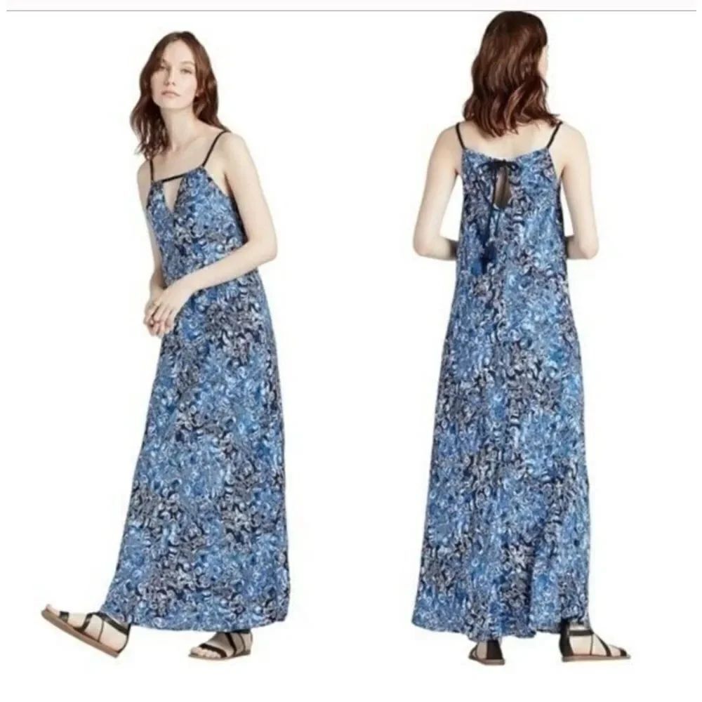 Lucky 🍀 Brand Indigo Floral Boho Maxi Dress Women’s XS